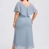 Semi-formal & Cocktail | Sheath/Column V-Neck Asymmetrical Chiffon Cocktail Dress With Ruffle Dusty Blue – Womens