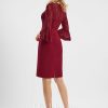 Semi-formal & Cocktail | Sheath/Column V-Neck Knee-Length Chiffon Lace Cocktail Dress Burgundy – Womens