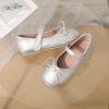 Shoes | Girl’s Flats Daily Mary Jane Bowknot Faux Leather Round Toe Flat Heel Shoes Silver – Girls