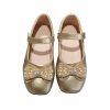 Shoes | Girl’s Flats Flower Girl Shoes Bowknot Pearl Rhinestone Mary Jane Wedding Daily Party Faux Leather Round Toe Flat Heel Hook & Loop Shoes Gold – Girls