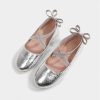 Shoes | Girl’s Flats Flower Girl Shoes Wedding Daily Ballet Flat Junior Bridesmaid Shoes Bowknot Faux Leather Round Toe Flat Heel Shoes Silver – Girls