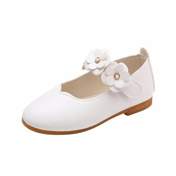 Shoes | Girl’s Flats Flower Girl Shoes Wedding Daily Mary Jane Flower Faux Leather Round Toe Flat Heel Shoes White – Girls