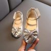 Shoes | Girl’s Flats Flower Girl Shoes Wedding Daily Party Closed Toe Bowknot Leatherette Flat Heel Shoes Gold – Girls