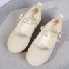 Shoes | Girl’s Flats Flower Girl Shoes Wedding Daily Party Mary Jane Pearl Leatherette Flat Heel Shoes Apricot – Girls