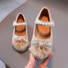 Shoes | Girl’s Flats Flower Girl Shoes Wedding Party Mary Jane Bowknot Pearl Rhinestone Glitter Flat Heel Shoes Gold – Girls