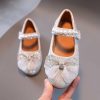 Shoes | Girl’s Flats Flower Girl Shoes Wedding Party Mary Jane Bowknot Pearl Rhinestone Glitter Flat Heel Shoes Gold – Girls