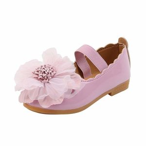 Shoes | Girl’s Flats Flower Mary Jane Wedding Daily Faux Leather Round Toe Flat Heel Slip On Shoes Pink – Girls