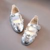 Shoes | Girl’s Flats Princess Shoes Wedding Party Mary Jane Beading Flower Faux Leather Round Toe Flat Heel Shoes Silver – Girls