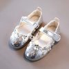 Shoes | Girl’s Flats Princess Shoes Wedding Party Mary Jane Beading Flower Faux Leather Round Toe Flat Heel Shoes Silver – Girls