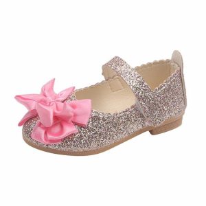 Shoes | Girl’s Flats Princess Shoes Wedding Party Mary Jane Bowknot Glitter Round Toe Flat Heel Shoes Pink – Girls