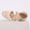 Shoes | Girl’s Flower Girl Shoes Pearl Ruffles Lace Wedding Satin Round Toe Closed Toe Low Heel Buckle Shoes Beige – Girls