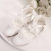 Shoes | Girl’s Flower Girl Shoes Pearl Ruffles Lace Wedding Satin Round Toe Closed Toe Low Heel Buckle Shoes Beige – Girls