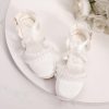 Shoes | Girl’s Flower Girl Shoes Pearl Ruffles Lace Wedding Satin Round Toe Closed Toe Low Heel Buckle Shoes Beige – Girls