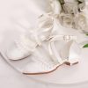 Shoes | Girl’s Flower Girl Shoes Pearl Ruffles Lace Wedding Satin Round Toe Closed Toe Low Heel Buckle Shoes Beige – Girls