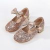 Shoes | Girl’s Flower Girl Shoes Princess Shoes Party Mary Jane Bowknot Glitter Faux Leather Round Toe Low Heel Shoes Silver – Girls