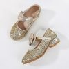 Shoes | Girl’s Flower Girl Shoes Princess Shoes Party Mary Jane Bowknot Glitter Faux Leather Round Toe Low Heel Shoes Silver – Girls