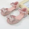 Shoes | Girl’s Flower Girl Shoes Princess Shoes Wedding Party Cosplay Closed Toe Bowknot Rhinestone Glitter Low Heel Shoes Silver – Girls