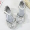 Shoes | Girl’s Flower Girl Shoes Princess Shoes Wedding Party Cosplay Closed Toe Bowknot Rhinestone Glitter Low Heel Shoes Silver – Girls