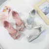 Shoes | Girl’s Flower Girl Shoes Princess Shoes Wedding Party Cosplay Closed Toe Bowknot Rhinestone Glitter Low Heel Shoes Silver – Girls