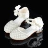 Shoes | Girl’s Flower Girl Shoes Princess Shoes Wedding Party Cosplay Closed Toe Junior Bridesmaid Shoes Bowknot Pearl Rhinestone Leatherette Low Heel Shoes Silver – Girls