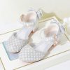 Shoes | Girl’s Flower Girl Shoes Princess Shoes Wedding Party Cosplay Junior Bridesmaid Shoes Bowknot Pearl Rhinestone Faux Leather Round Toe Low Heel Shoes Silver – Girls