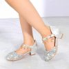 Shoes | Girl’s Flower Girl Shoes Princess Shoes Wedding Party Cosplay Junior Bridesmaid Shoes Rhinestone Sequin Glitter Round Toe Low Heel Shoes Silver – Girls