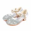 Shoes | Girl’s Flower Girl Shoes Princess Shoes Wedding Party Cosplay Junior Bridesmaid Shoes Rhinestone Sequin Glitter Round Toe Low Heel Shoes Silver – Girls