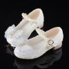 Shoes | Girl’s Flower Girl Shoes Princess Shoes Wedding Party Cosplay Mary Jane Junior Bridesmaid Shoes Bowknot Pearl Glitter Low Heel Shoes White – Girls