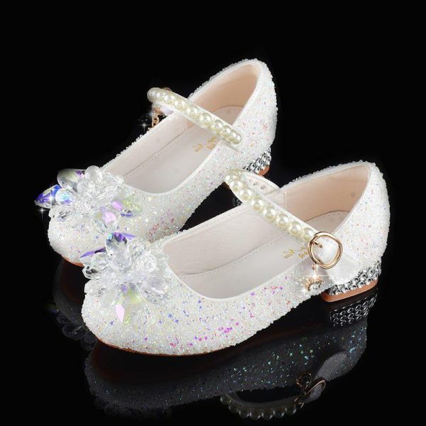 Shoes | Girl’s Flower Girl Shoes Princess Shoes Wedding Party Cosplay Mary Jane Junior Bridesmaid Shoes Crystal Pearl Rhinestone Glitter Low Heel Shoes White – Girls