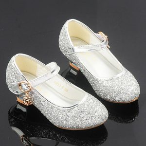 Shoes | Girl’s Flower Girl Shoes Princess Shoes Wedding Party Cosplay Mary Jane Junior Bridesmaid Shoes Glitter Low Heel Shoes Silver – Girls