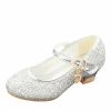 Shoes | Girl’s Flower Girl Shoes Princess Shoes Wedding Party Cosplay Mary Jane Junior Bridesmaid Shoes Glitter Low Heel Shoes Silver – Girls