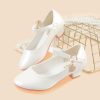 Shoes | Girl’s Flower Girl Shoes Wedding Daily Mary Jane Faux Leather Round Toe Low Heel Shoes White – Girls