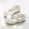 Shoes | Girl’s Flower Girl Shoes Wedding Daily Party Mary Jane Bowknot Faux Leather Round Toe Flat Heel Shoes White – Girls