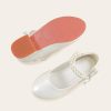 Shoes | Girl’s Flower Girl Shoes Wedding Daily Party Mary Jane Junior Bridesmaid Shoes Bowknot Pearl Faux Leather Round Toe Low Heel Shoes White – Girls