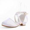 Shoes | Girl’s Flower Girl Shoes Wedding Daily Party Satin Round Toe Flat Heel Shoes Ivory – Girls