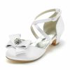 Shoes | Girl’s Flower Girl Shoes Wedding Party Bowknot Crystal Satin Round Toe Low Heel Shoes Pink – Girls