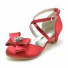 Shoes | Girl’s Flower Girl Shoes Wedding Party Bowknot Crystal Satin Round Toe Low Heel Shoes Pink – Girls