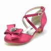 Shoes | Girl’s Flower Girl Shoes Wedding Party Bowknot Crystal Satin Round Toe Low Heel Shoes Pink – Girls