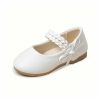 Shoes | Girl’s Flower Girl Shoes Wedding Party Bowknot Faux Leather Point Toe Flat Heel Shoes White – Girls