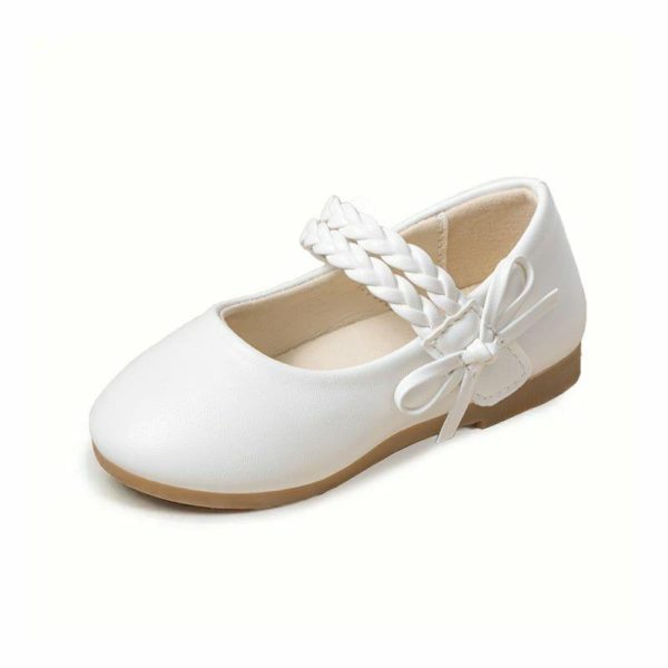 Shoes | Girl’s Flower Girl Shoes Wedding Party Bowknot Faux Leather Point Toe Flat Heel Shoes White – Girls