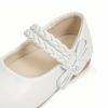 Shoes | Girl’s Flower Girl Shoes Wedding Party Bowknot Faux Leather Point Toe Flat Heel Shoes White – Girls