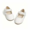 Shoes | Girl’s Flower Girl Shoes Wedding Party Bowknot Faux Leather Point Toe Flat Heel Shoes White – Girls