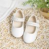 Shoes | Girl’s Flower Girl Shoes Wedding Party Bowknot Faux Leather Point Toe Flat Heel Shoes White – Girls