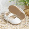 Shoes | Girl’s Flower Girl Shoes Wedding Party Bowknot Faux Leather Point Toe Flat Heel Shoes White – Girls