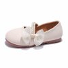 Shoes | Girl’s Flower Girl Shoes Wedding Party Bowknot Pearl Leatherette Round Toe Flat Heel Shoes Beige – Girls