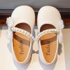 Shoes | Girl’s Flower Girl Shoes Wedding Party Bowknot Pearl Leatherette Round Toe Flat Heel Shoes Beige – Girls