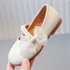 Shoes | Girl’s Flower Girl Shoes Wedding Party Bowknot Pearl Leatherette Round Toe Flat Heel Shoes Beige – Girls