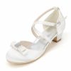 Shoes | Girl’s Flower Girl Shoes Wedding Party Bowknot Rhinestone Satin Round Toe Low Heel Shoes Champagne – Girls