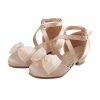 Shoes | Girl’s Flower Girl Shoes Wedding Party Bowknot Rhinestone Satin Round Toe Low Heel Shoes Gold – Girls