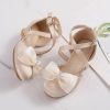 Shoes | Girl’s Flower Girl Shoes Wedding Party Bowknot Rhinestone Satin Round Toe Low Heel Shoes Gold – Girls